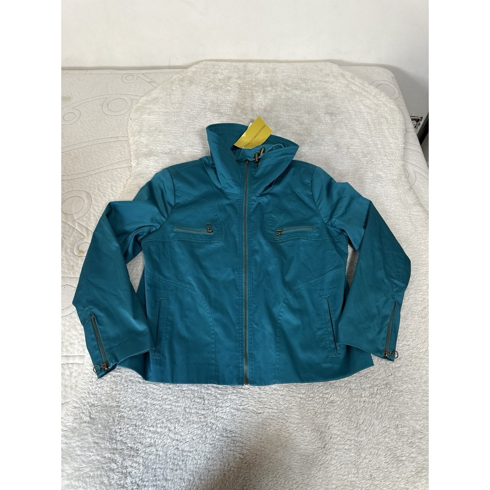 New Patrick Christopher Women's High Neck Zip Blue Jacket Size XL NWT